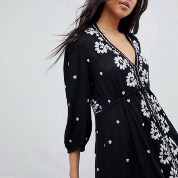 🎉FP🎉NWT-Free People Boho Chic Floral Embroidered Fable Midi Dress - Picture 10 of 16